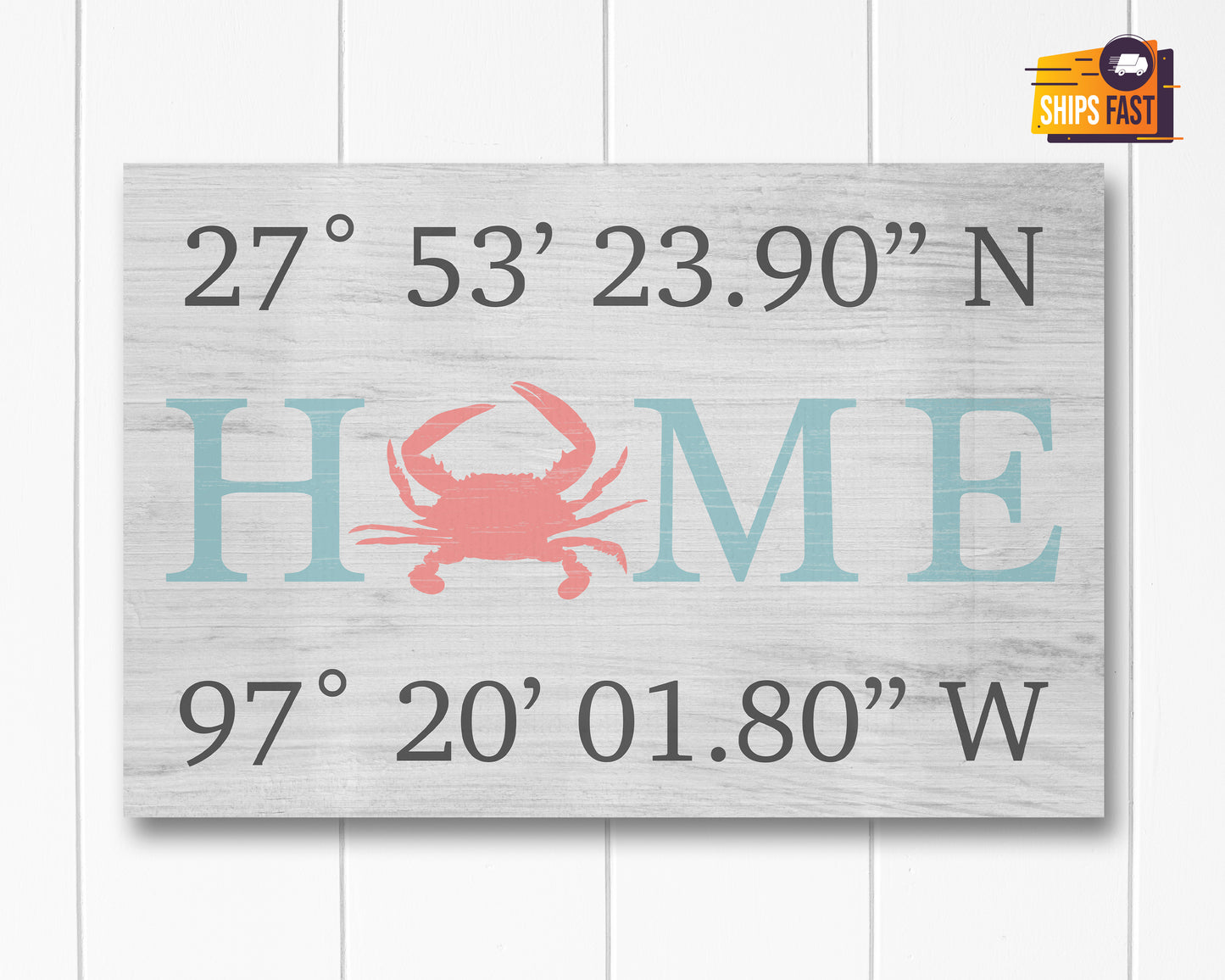 Custom Housewarming Gift | HOME Sign with GPS Coordinates