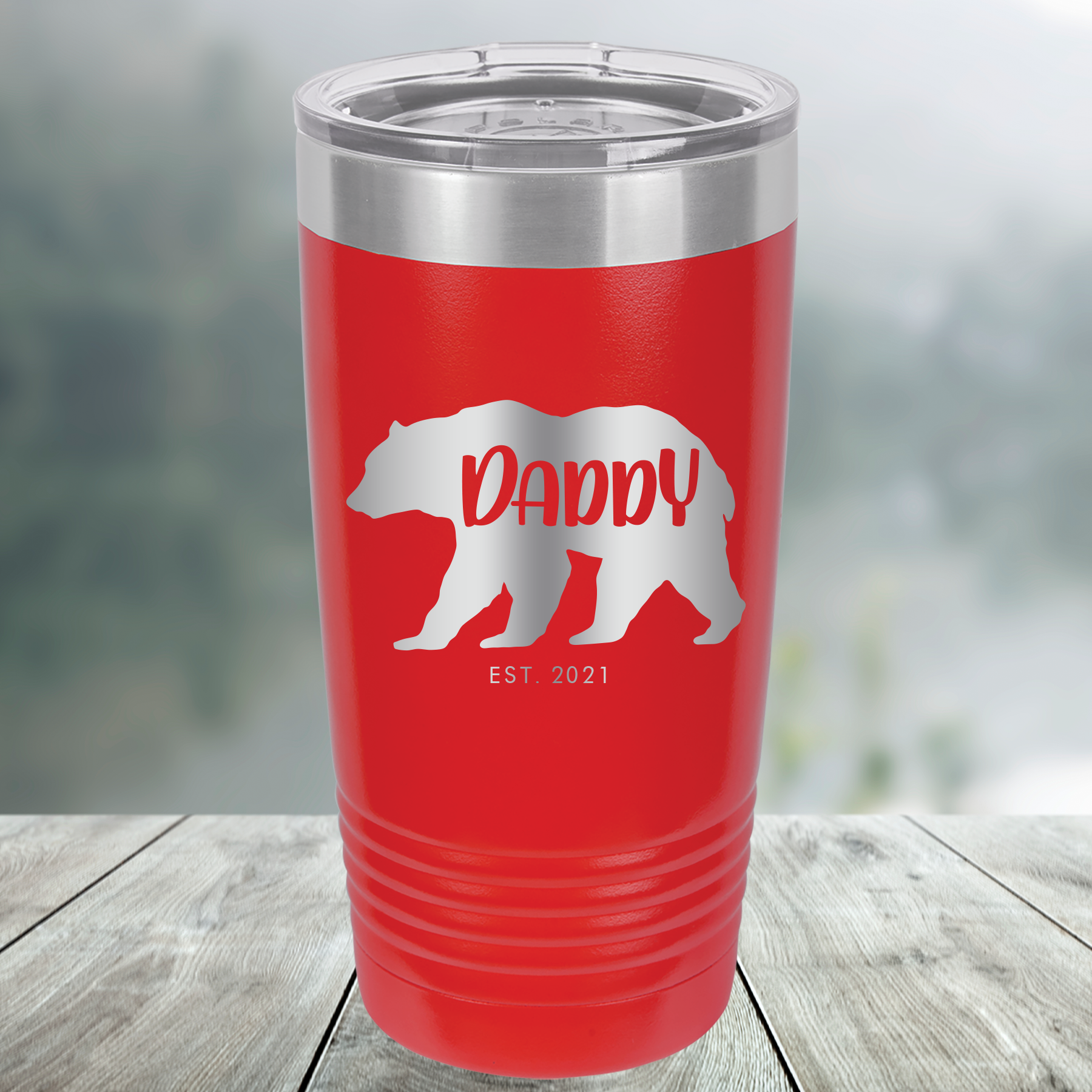 Daddy Bear Insulated Water Bottle Engraved Stainless Steel Vacuum