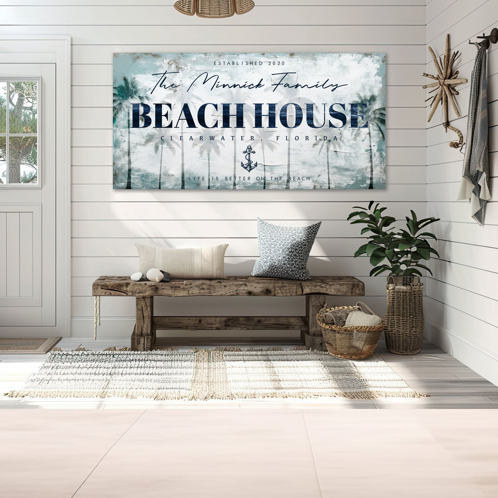 Beach House Welcome Sign | Vintage Pastel Décor – Seabreeze Retreat