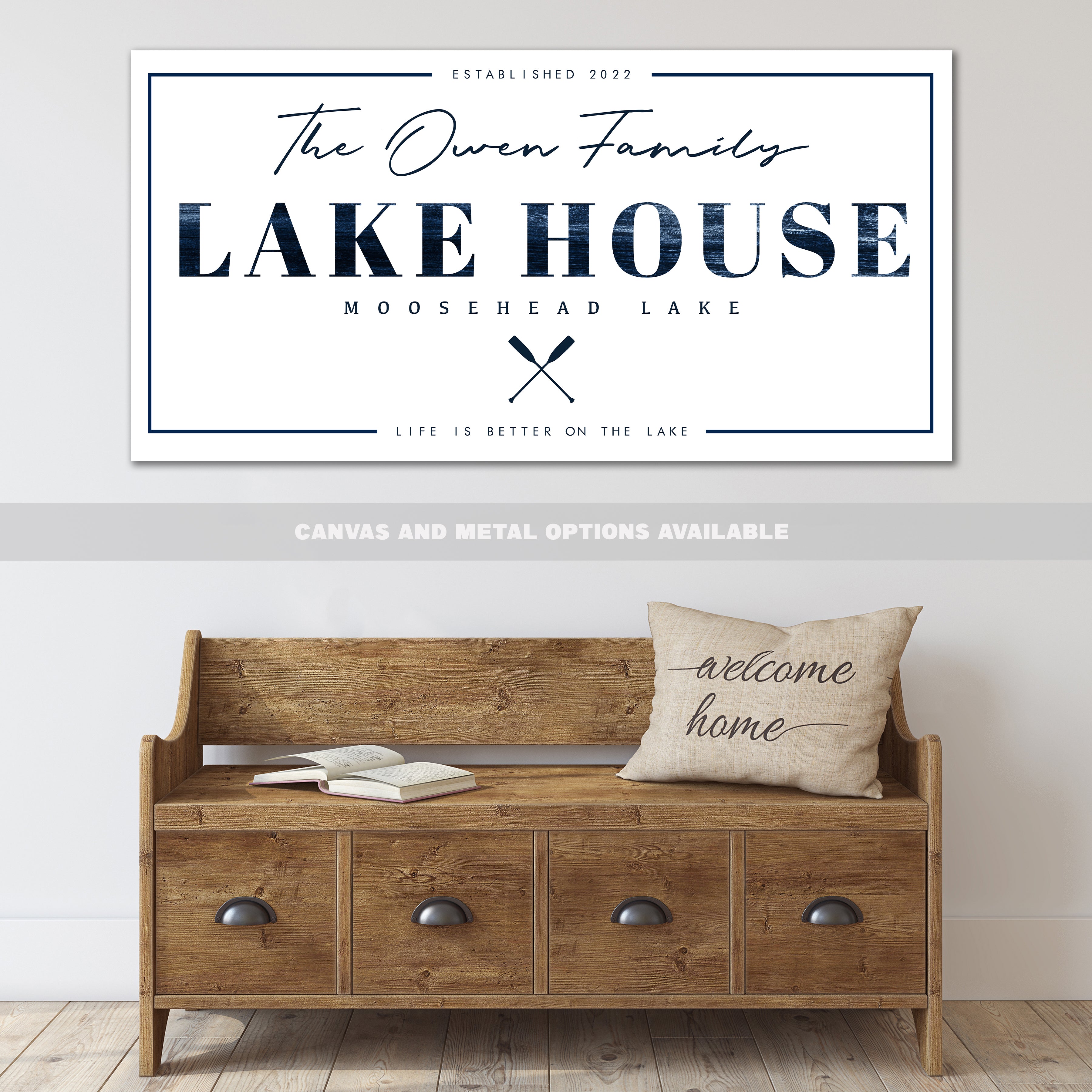 Lake House Sign | Personalized Metal Wall Decor – Lakeside Classic