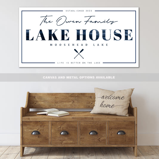 Personalized Lake House Sign - Custom Family Name, Location & Date - Canvas or Metal Options