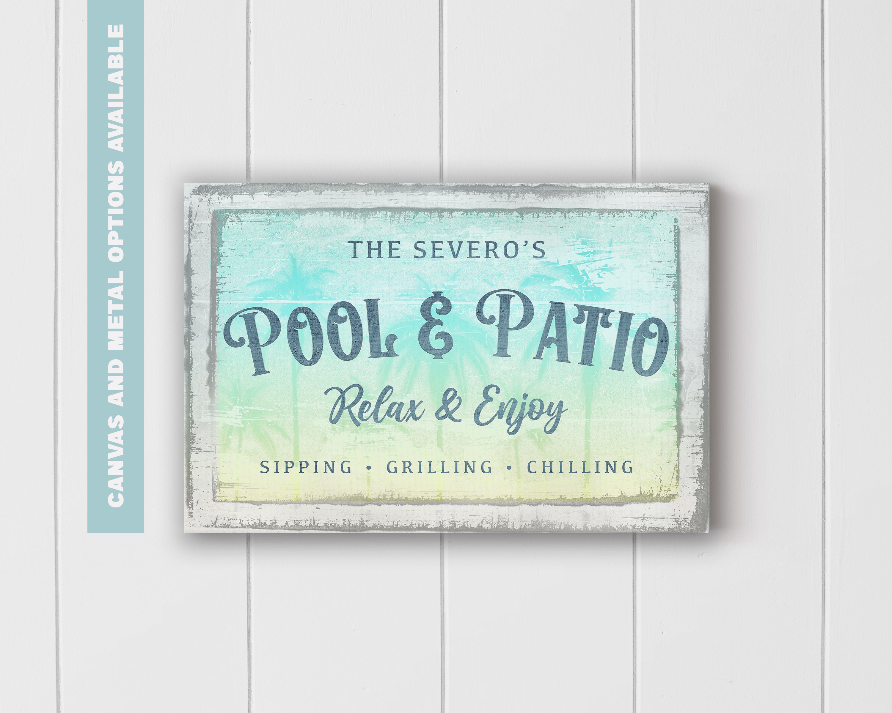 Pool & Patio Metal Sign | Custom Outdoor Family Decor – Palmside Oasis