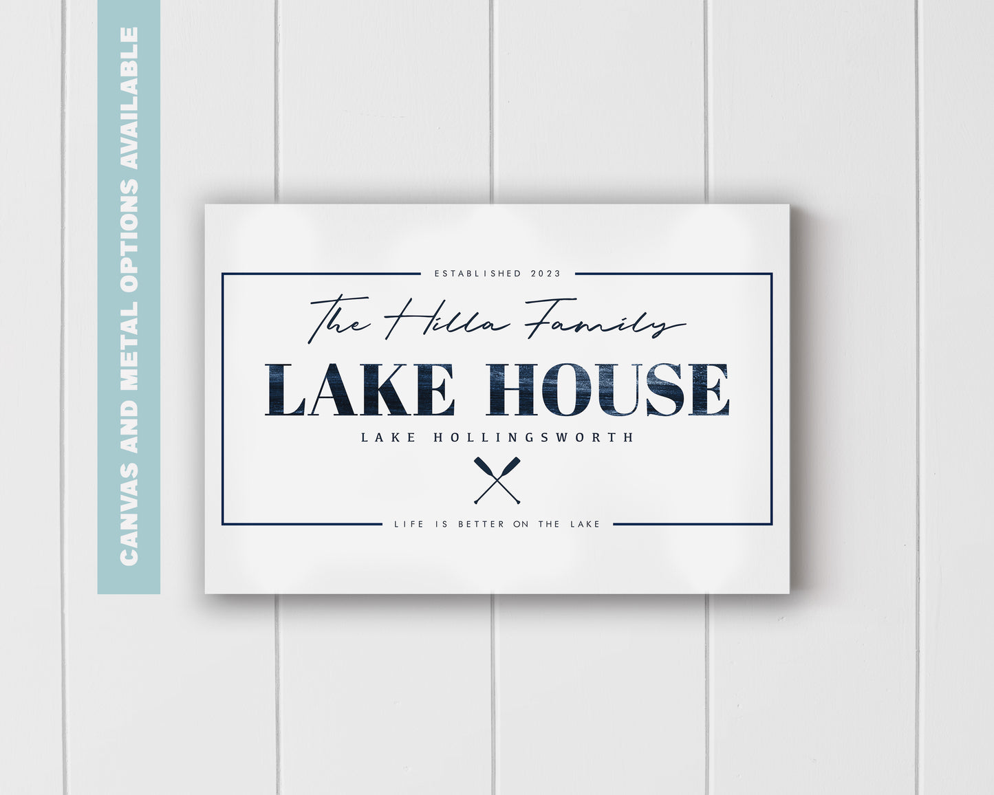 Personalized Lake House Sign - Custom Family Name, Location & Date - Canvas or Metal Options