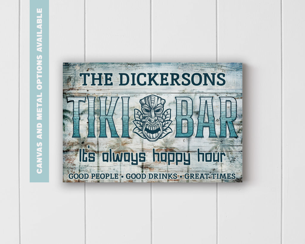 Tiki bar sign shown as wall art