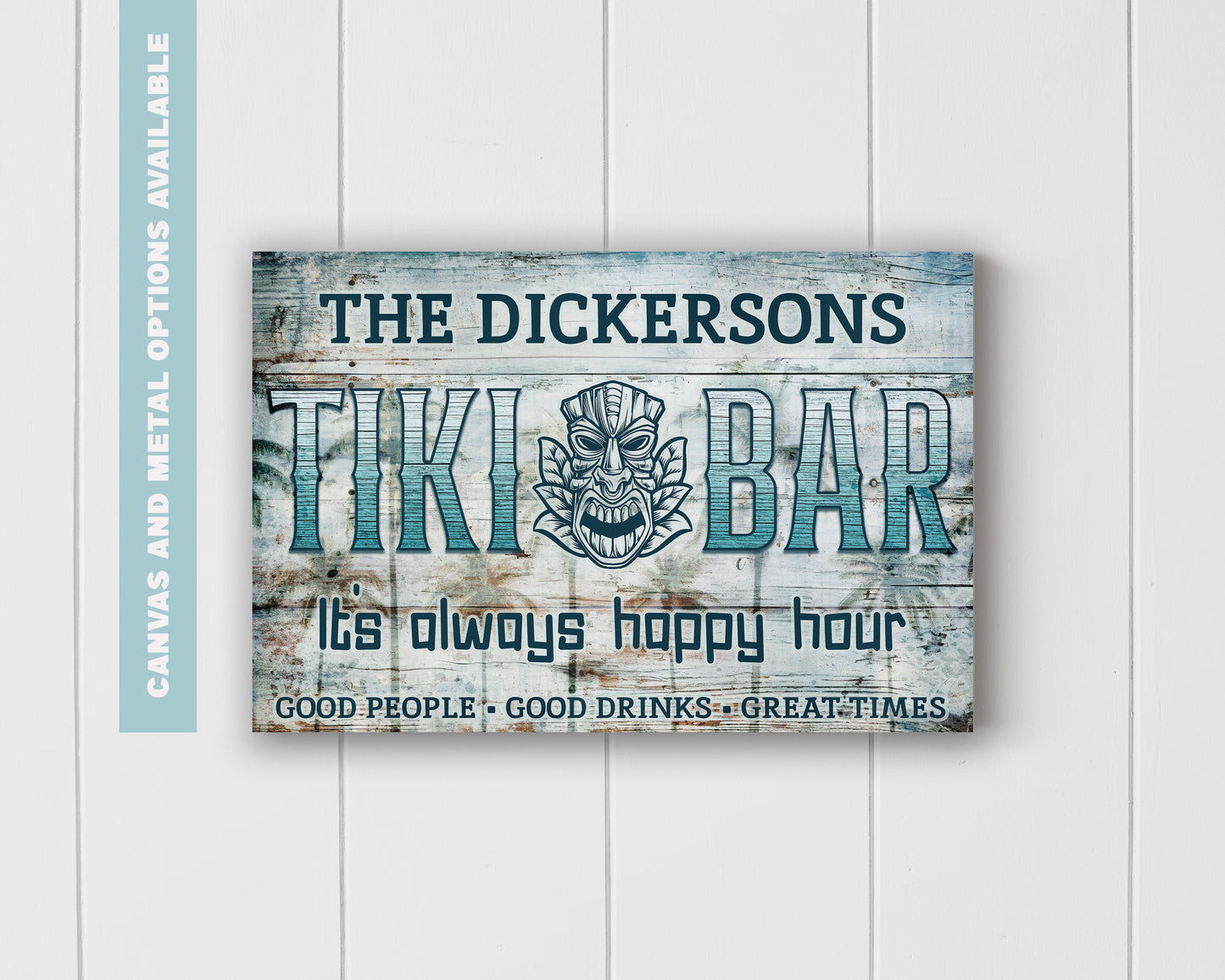 Custom Tiki Bar Sign #2 - Personalized Family Name Aluminum or Canvas Wall Art - Indoor & Outdoor Decor - Multiple Sizes Available