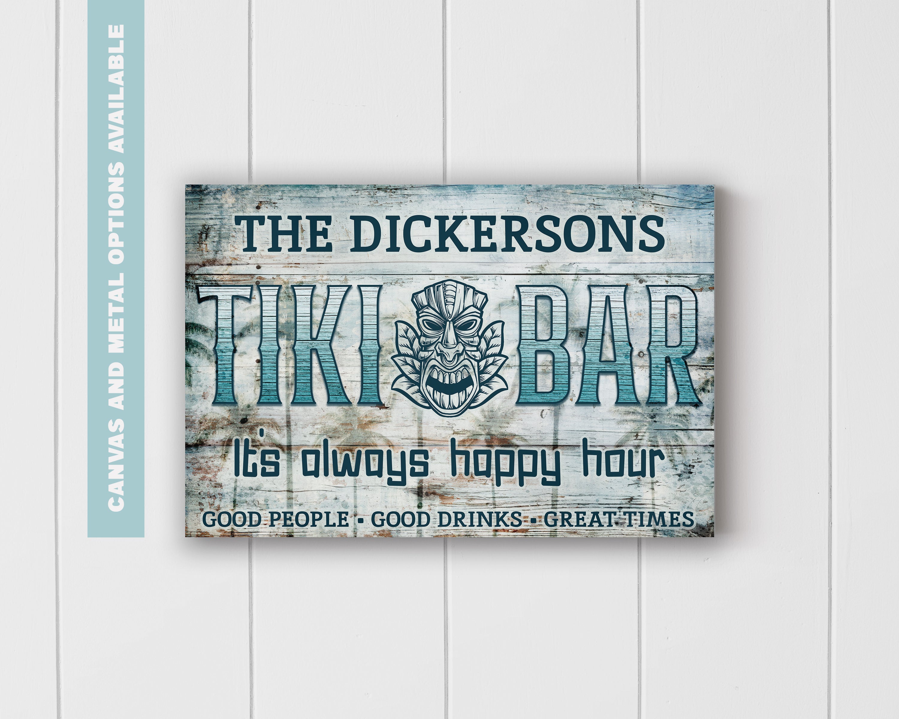 Tiki Bar Metal Sign | Personalized Wall Art for Home Bars - Happy Hour Haven