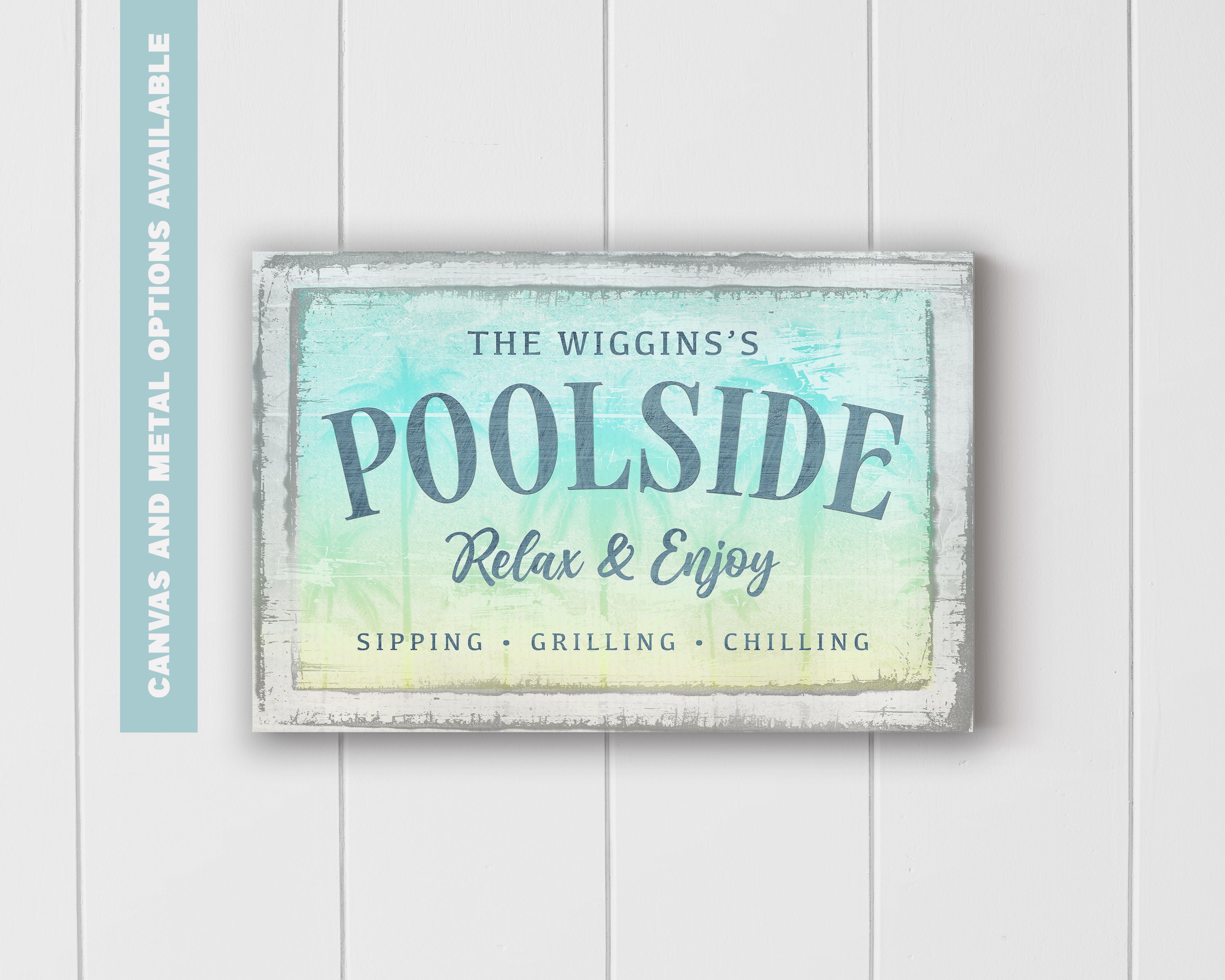 Poolside Relax & Enjoy Sign | Personalized Patio Wall Art – Splash & Shade