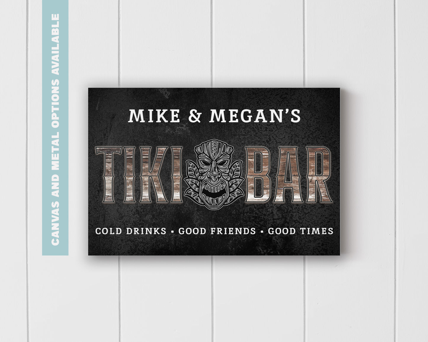 Custom Tiki Bar Sign #1 - Personalized Family Name Aluminum or Canvas Wall Art - Indoor & Outdoor Decor - Multiple Sizes Available