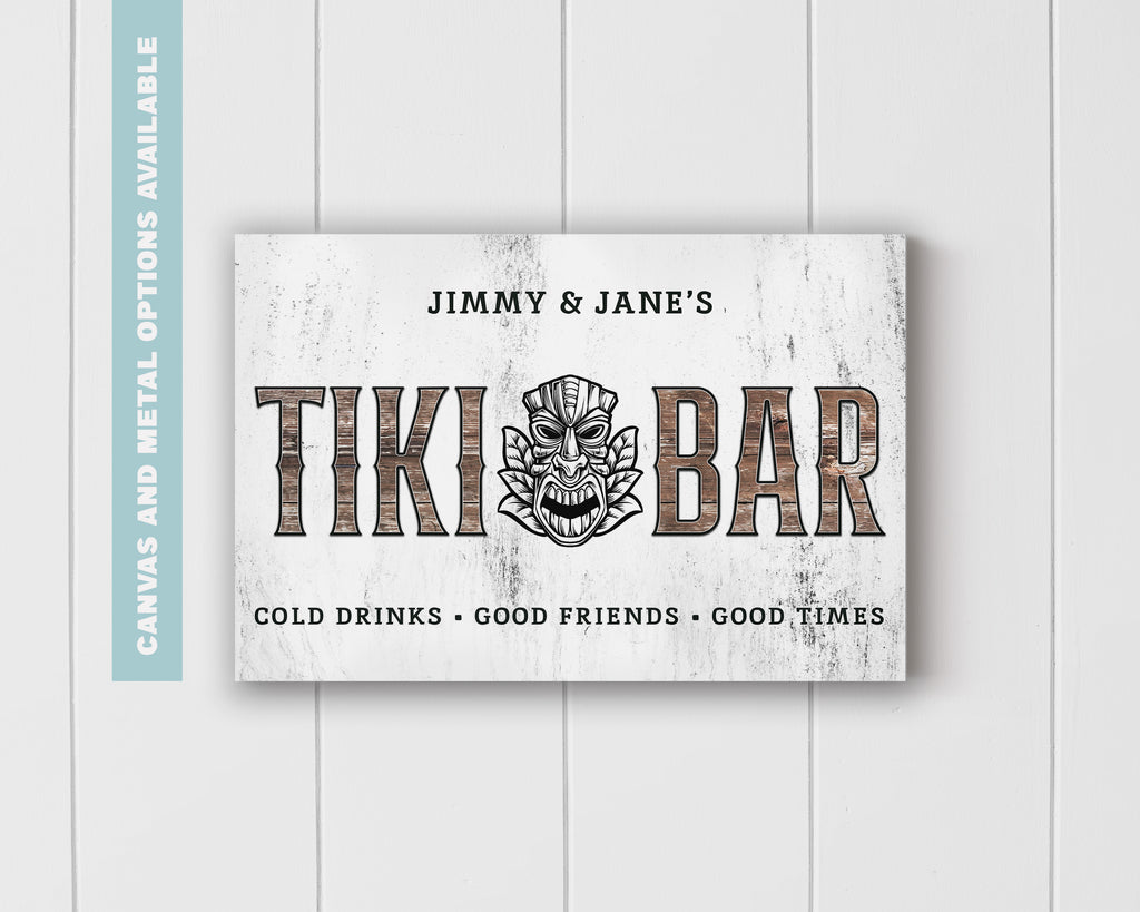 Tiki bar sign shown as wall art