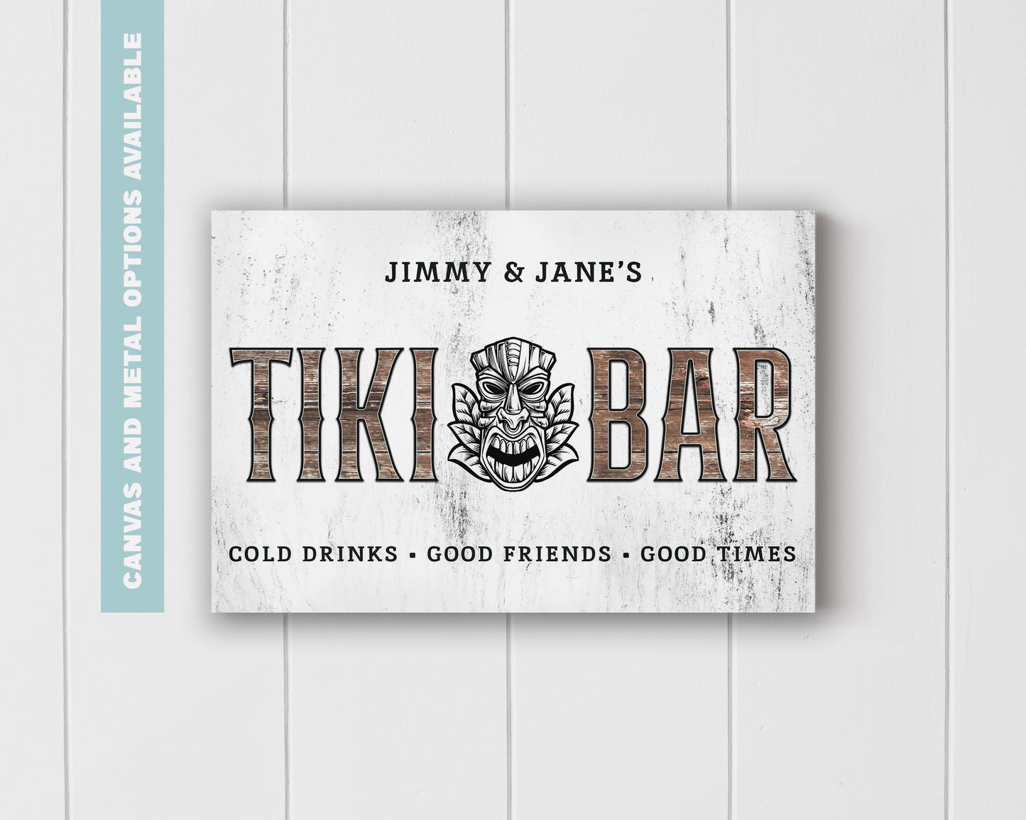 Custom Tiki Bar Sign #5 - Personalized Family Name Aluminum or Canvas Wall Art - Indoor & Outdoor Decor - Multiple Sizes Available