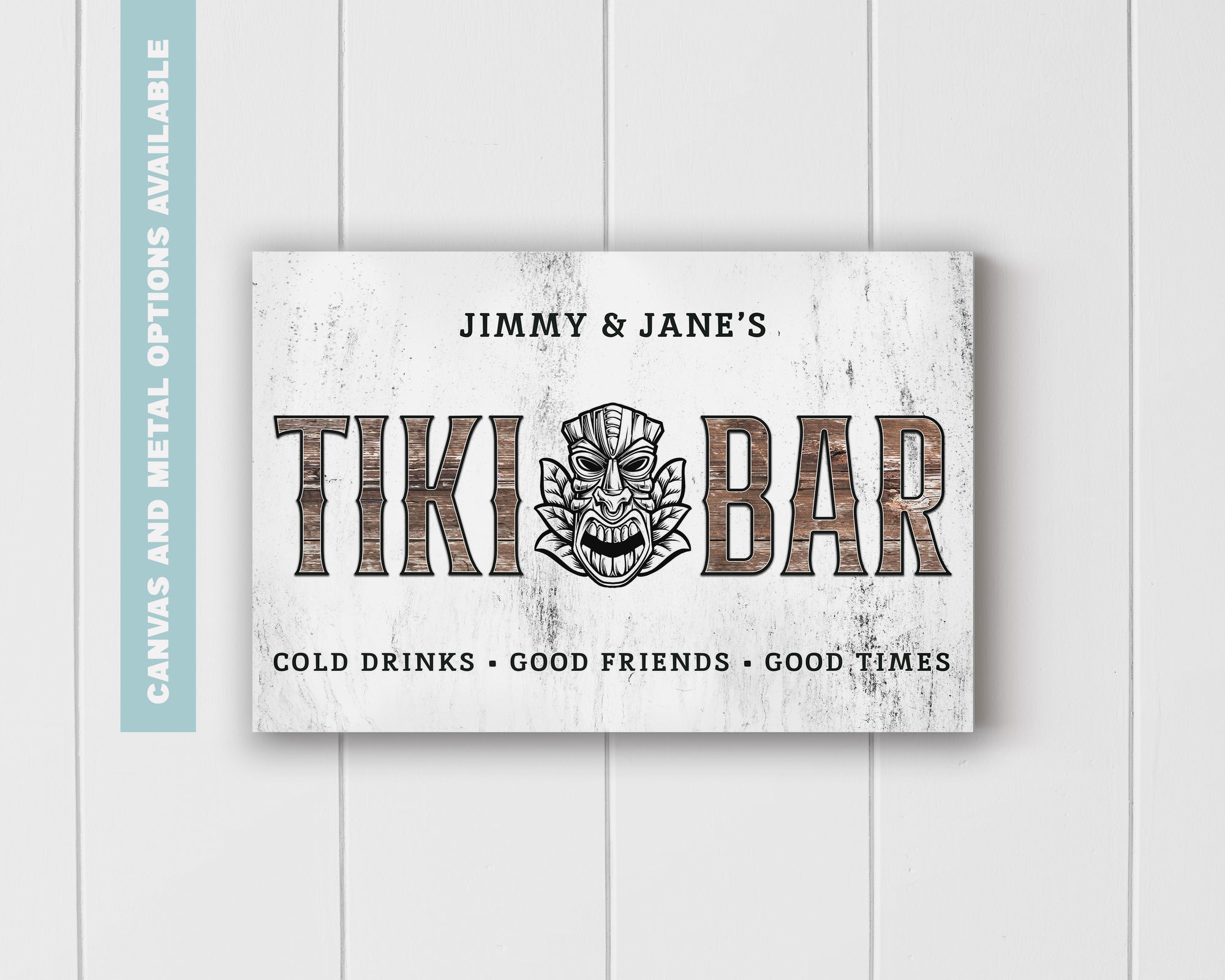 Tiki Bar Metal Sign | Personalized Wall Art for Home Bars - Sandbar Spirits