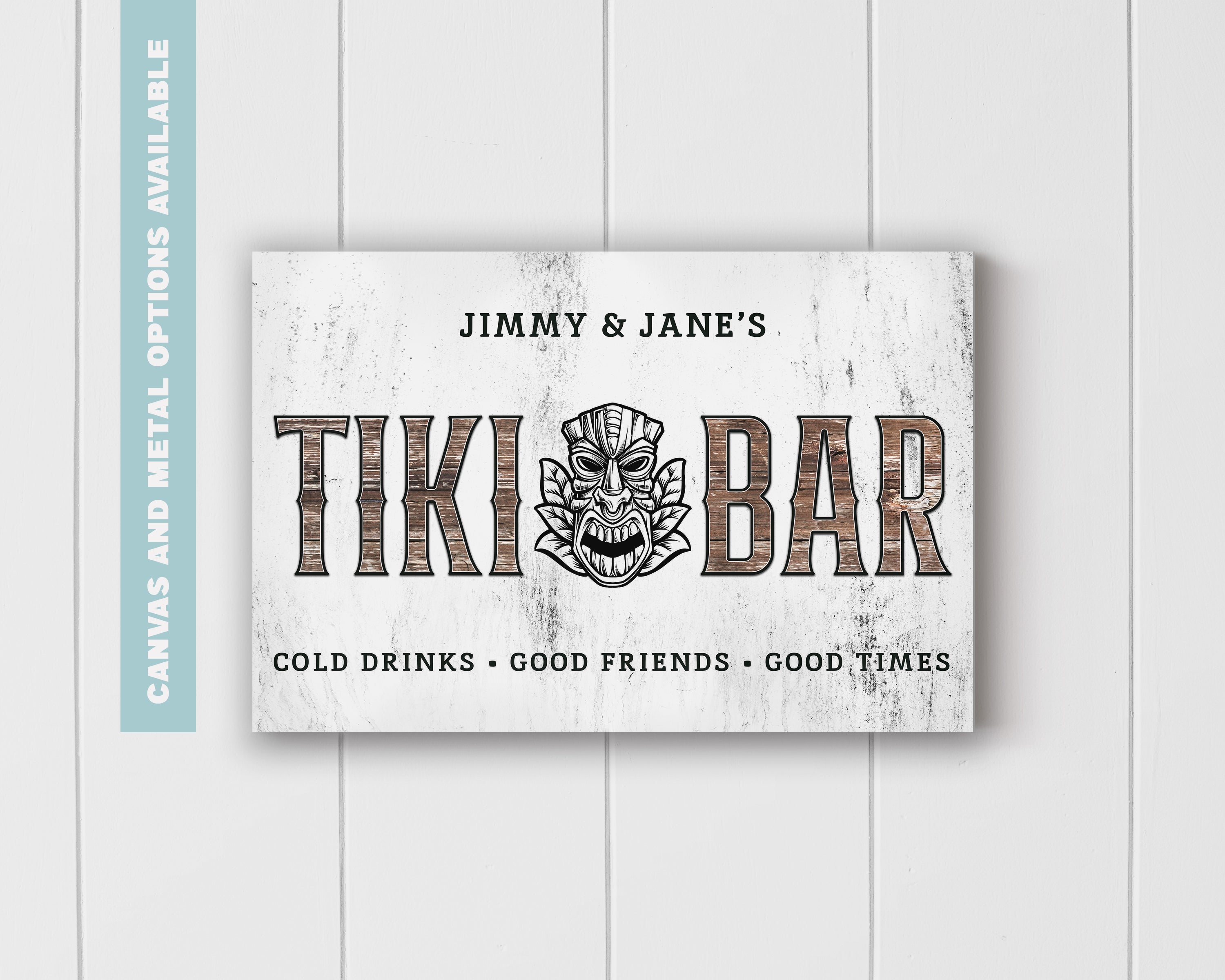 Tiki Bar Metal Sign | Personalized Wall Art for Home Bars - Sandbar Spirits