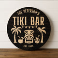 Tiki Time Out dimensional wood round sign for tropical wall decor