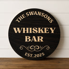 Dimensional Wood Round, Rustic Man Cave Gift, Home Bar Wall Art - Whiskey Hollow