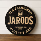 Dimensional Wood Round, Rustic Man Cave Gift, Home Bar Wall Art - The Whiskey Line