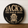 Flame Keeper dimensional wood round sign for rustic bar wall decor