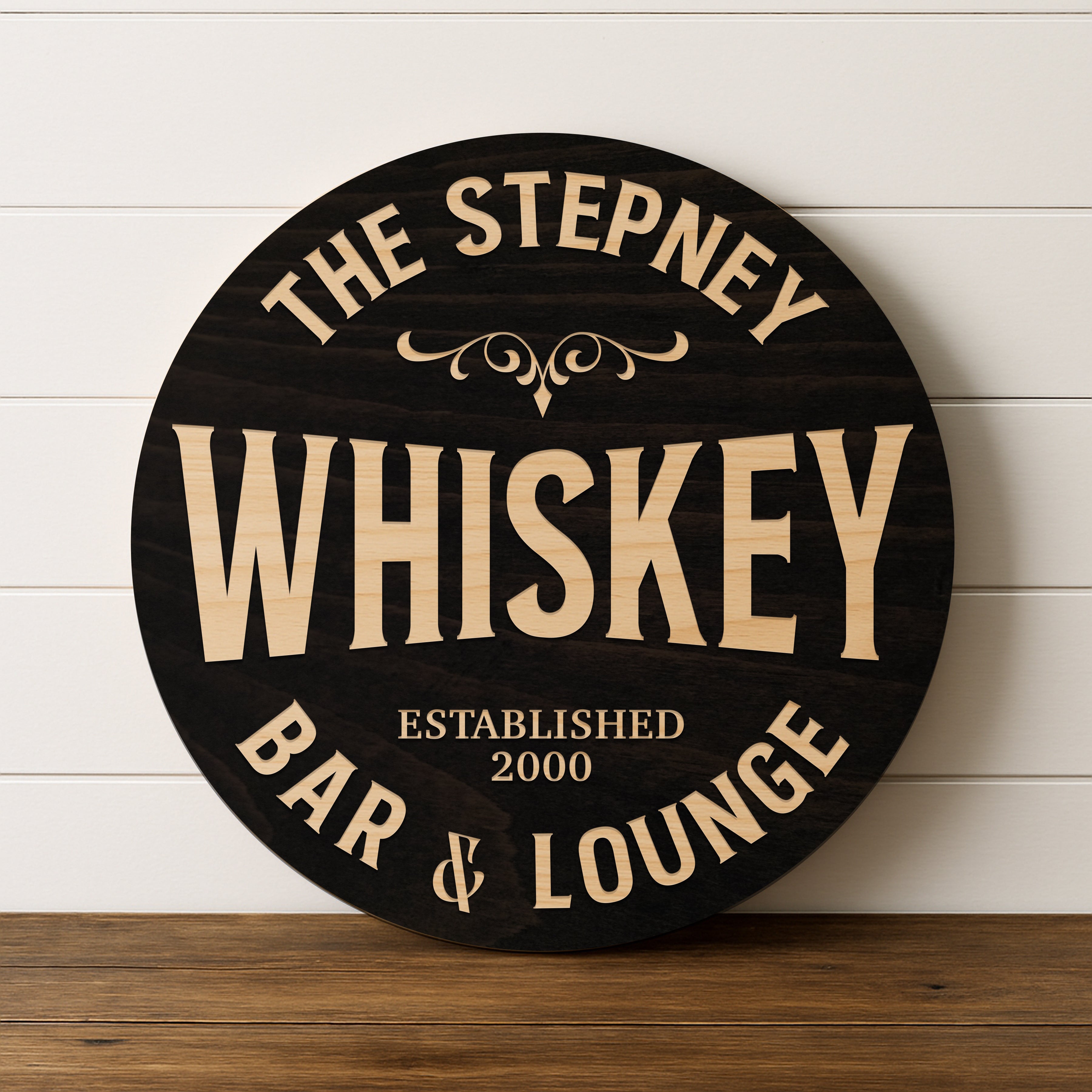 Dimensional Wood Round, Rustic Man Cave Gift, Home Bar Wall Art - Whiskey Whisper