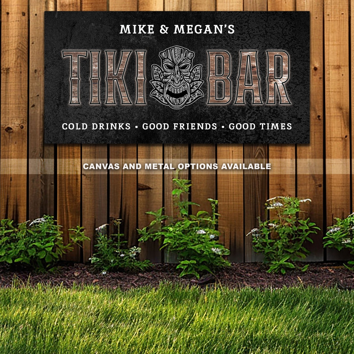 Custom Tiki Bar Sign #1 - Personalized Family Name Aluminum or Canvas Wall Art - Indoor & Outdoor Decor - Multiple Sizes Available