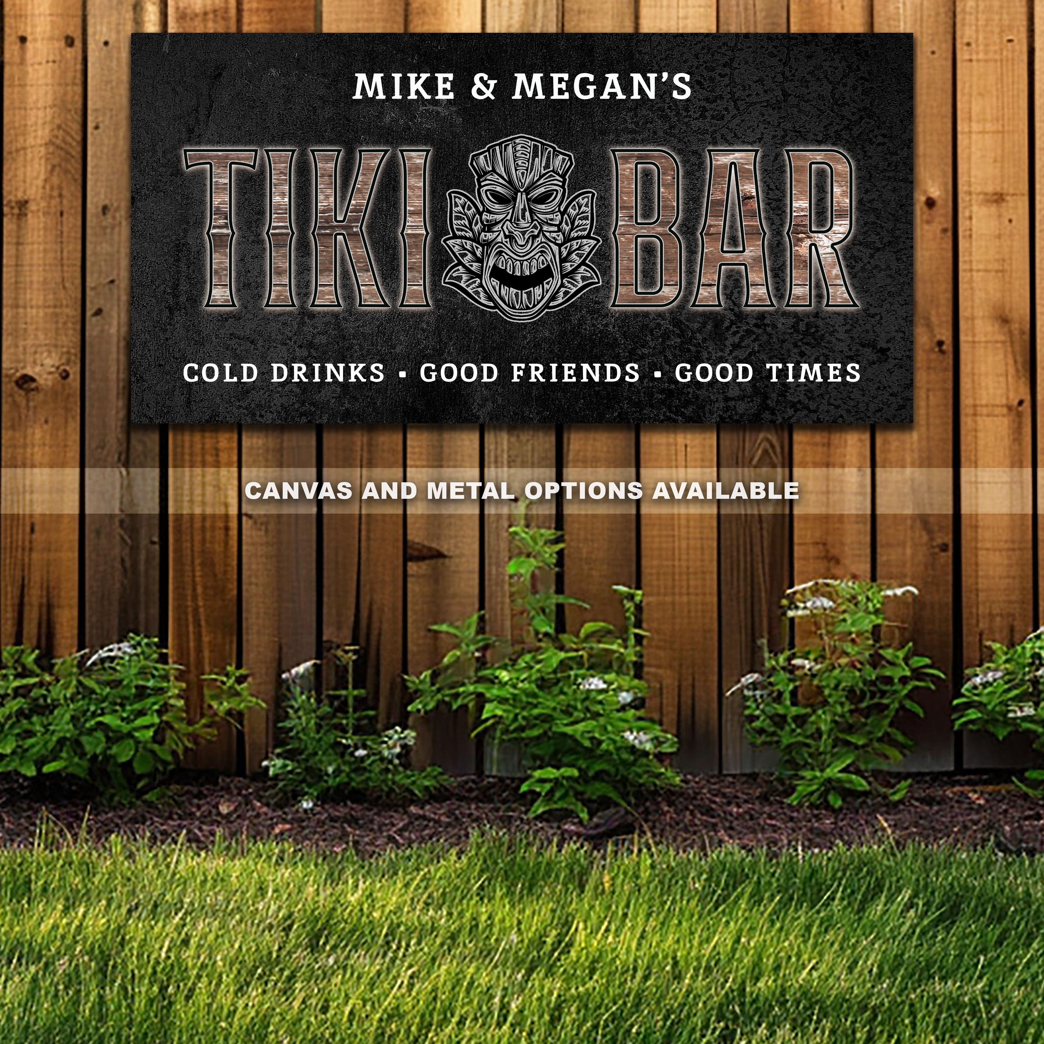 Tiki Bar Metal Sign | Personalized Wall Art for Home Bars - Island Ember