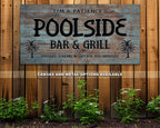 Poolside Bar & Grill Metal Sign | Rustic Backyard Decor – Tropical Tavern