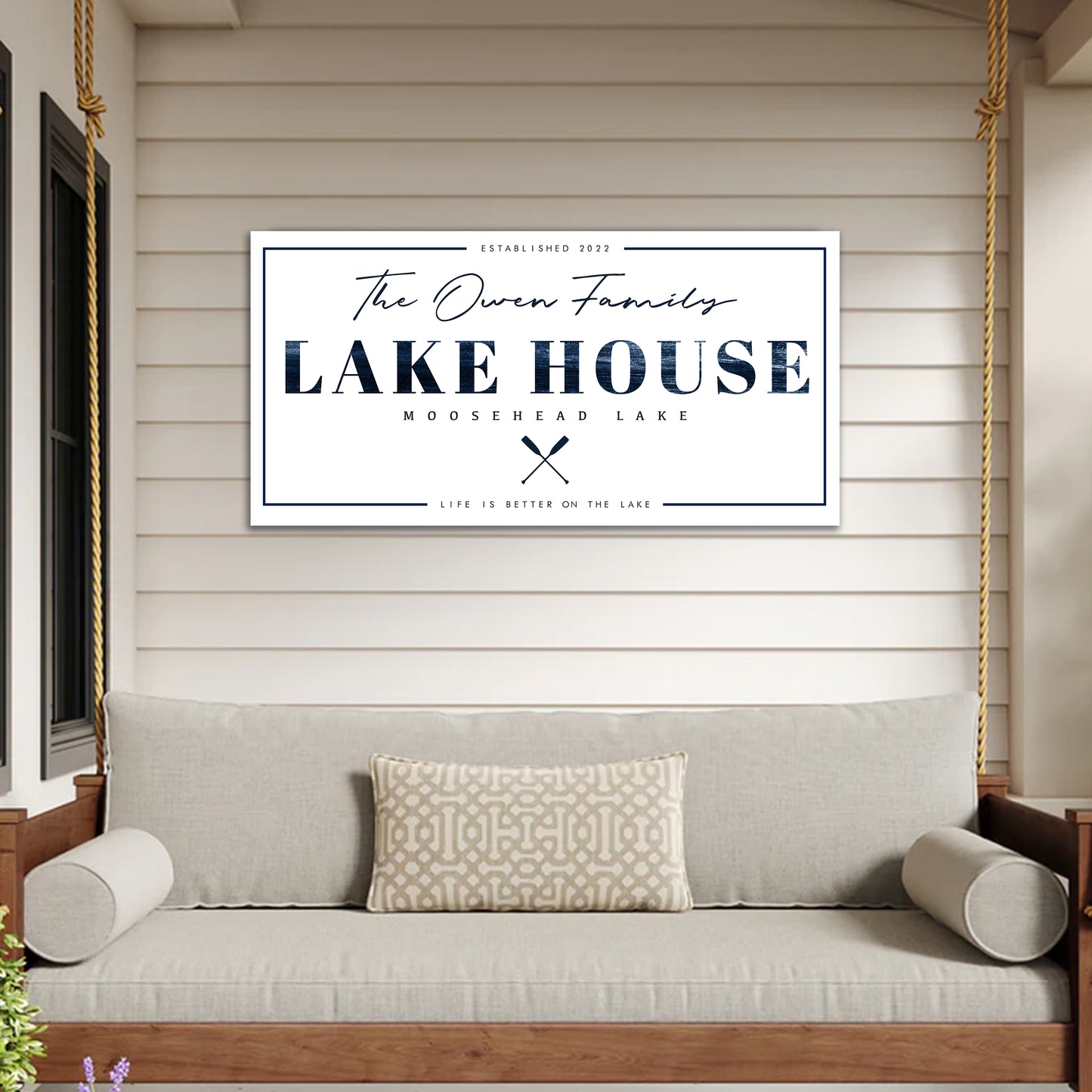 Personalized Lake House Sign - Custom Family Name, Location & Date - Canvas or Metal Options