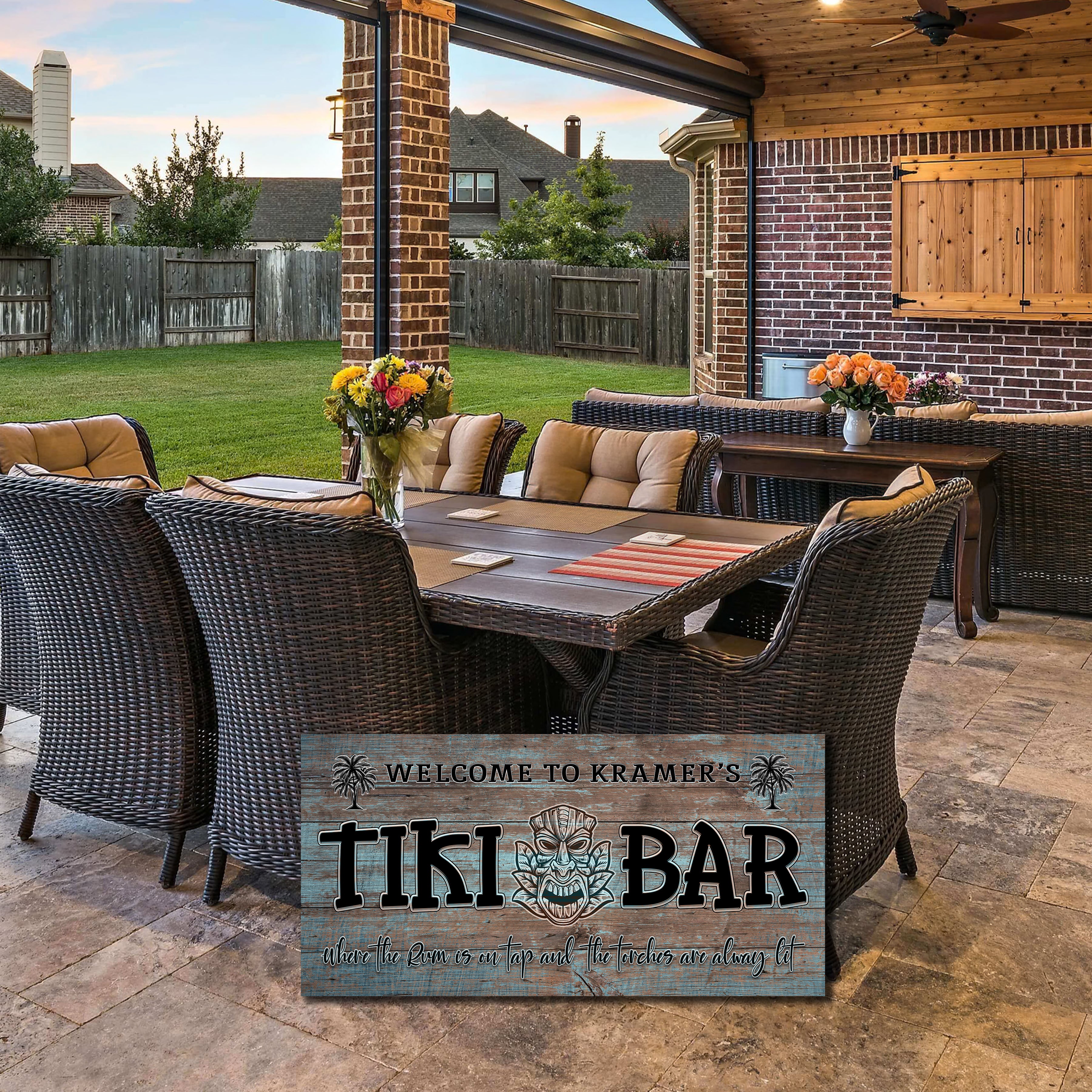Tiki Bar Metal Sign | Personalized Wall Art for Home Bars - Rum Tide