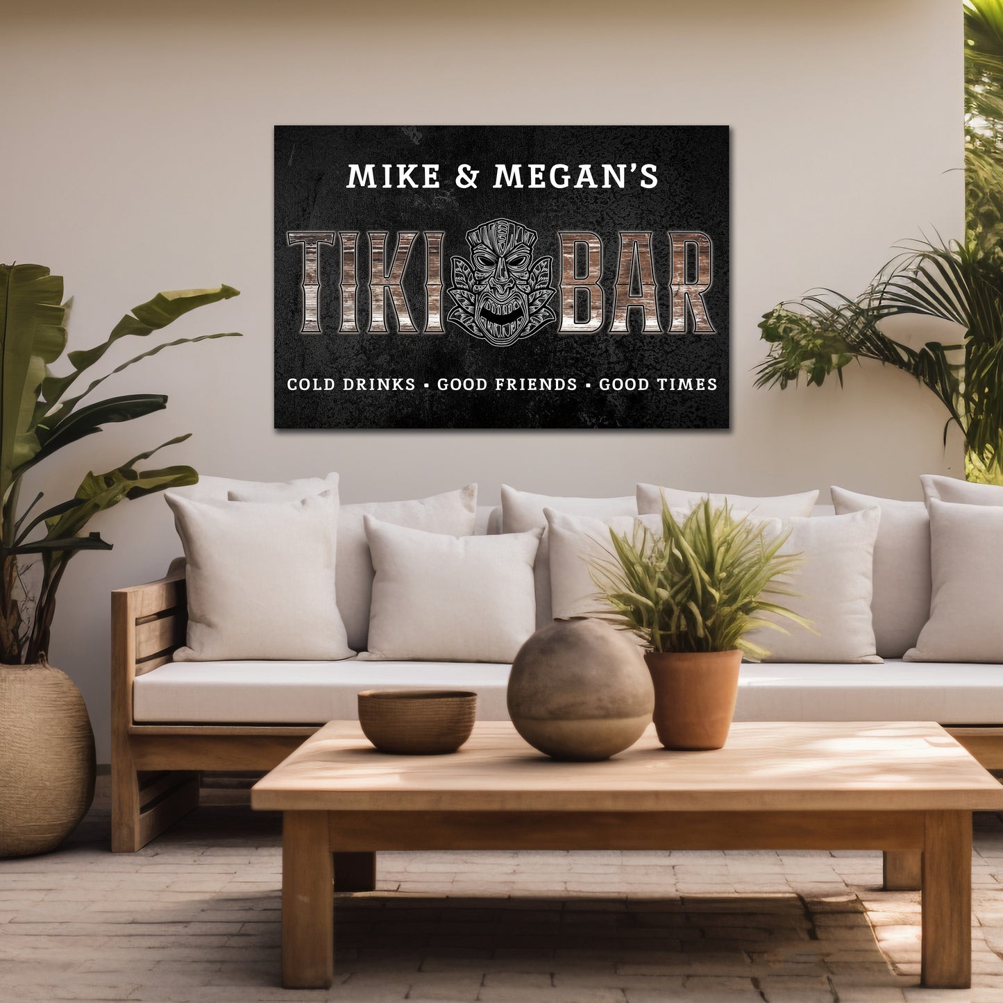 Custom Tiki Bar Sign #1 - Personalized Family Name Aluminum or Canvas Wall Art - Indoor & Outdoor Decor - Multiple Sizes Available