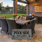 Poolside Bar & Grill Metal Sign | Rustic Backyard Decor – Tropical Tavern