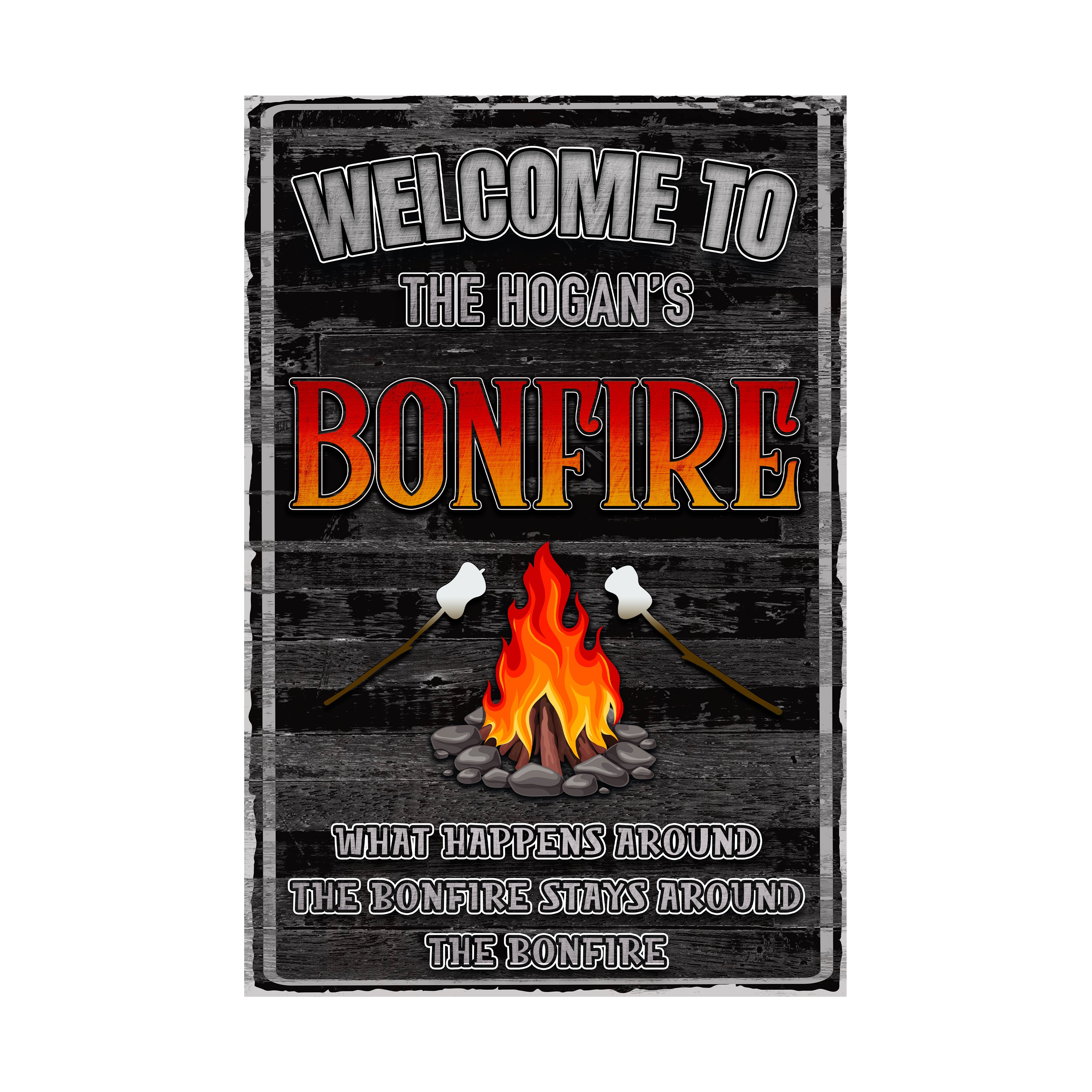 Personalized Bonfire Aluminum Sign | Fire Pit Decor – The Warped Board