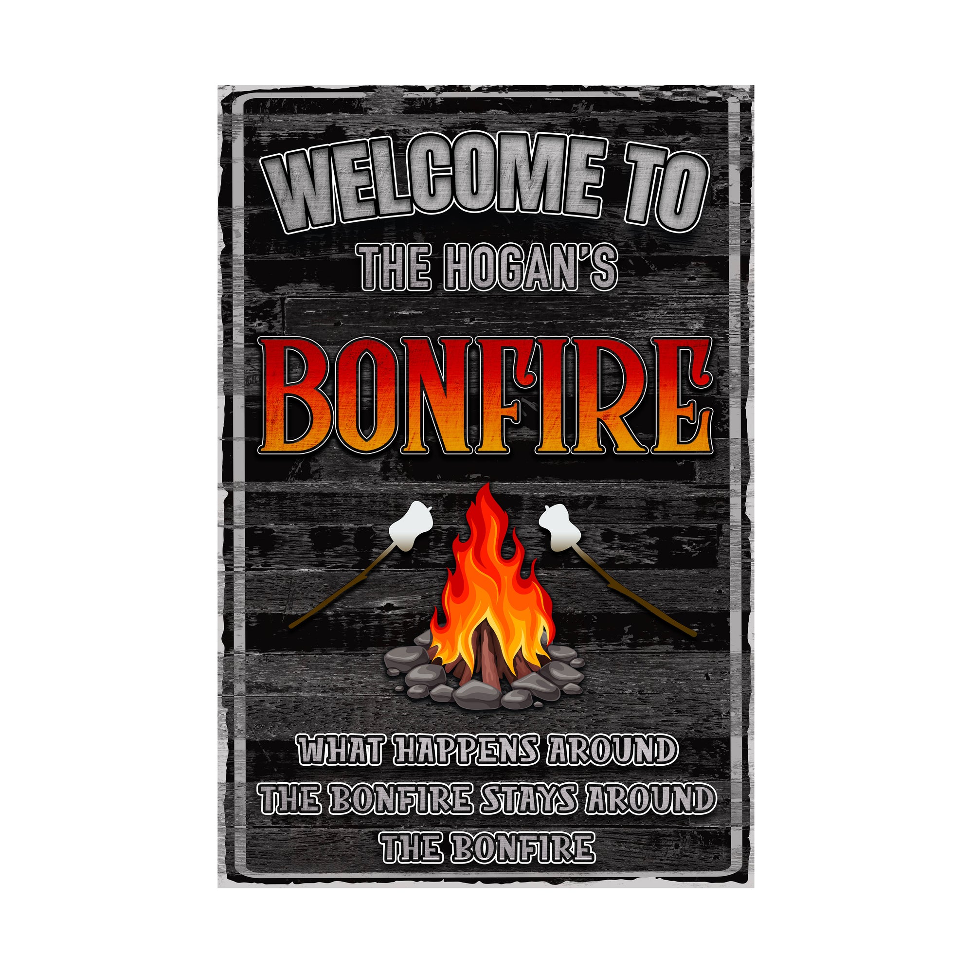 Bonfire Metal Sign | Personalized Fire Pit Decor – What Happens Around the Fire