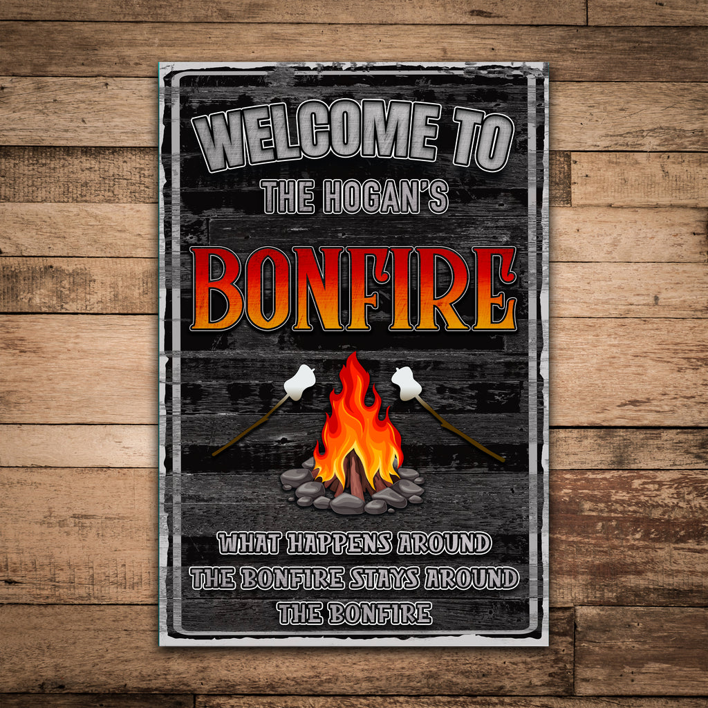 Bonfire Metal Sign | Personalized Fire Pit Decor – What Happens Around the Fire