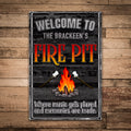 Personalized fire pit aluminum sign with Where Memories Are Made design