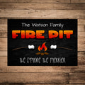 Personalized backyard fire pit aluminum sign with The Toasted Life design