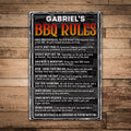 Personalized BBQ rules aluminum sign with Grill Commandments design