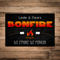 Personalized bonfire aluminum sign with S'more Nights design