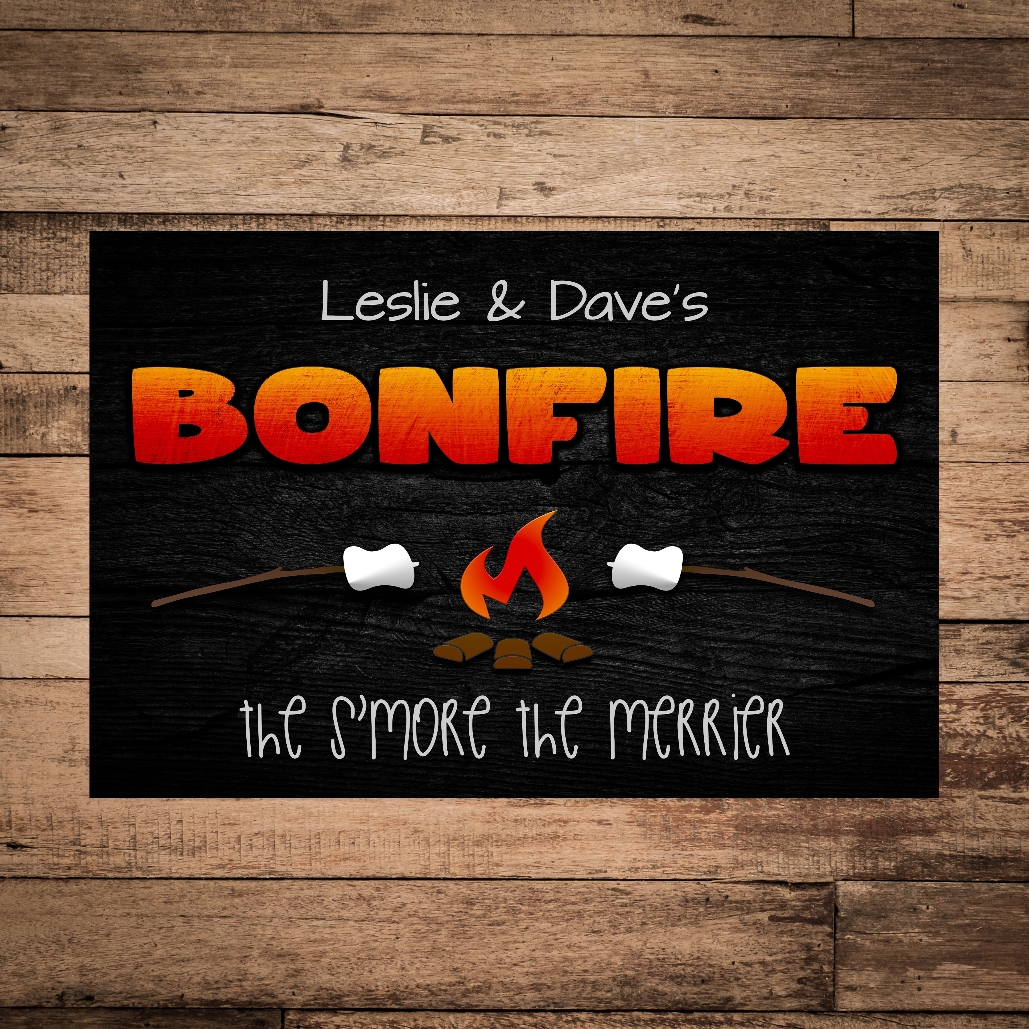 Custom Bonfire Sign | Personalized Campfire Patio Decor - S’more Nights