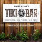Personalized tiki bar metal sign with Sandbar design