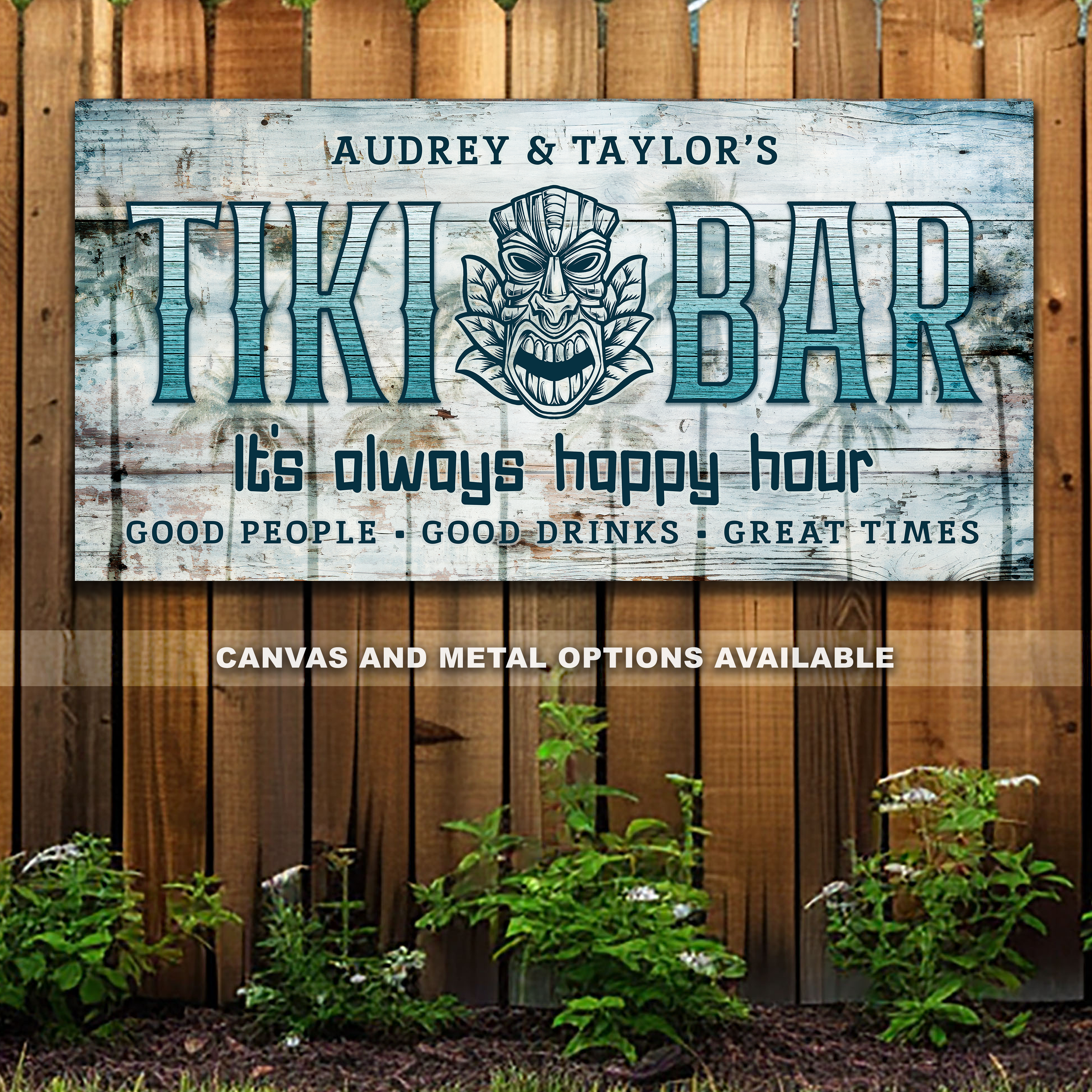 Tiki Bar Metal Sign | Personalized Wall Art for Home Bars - Happy Hour Haven