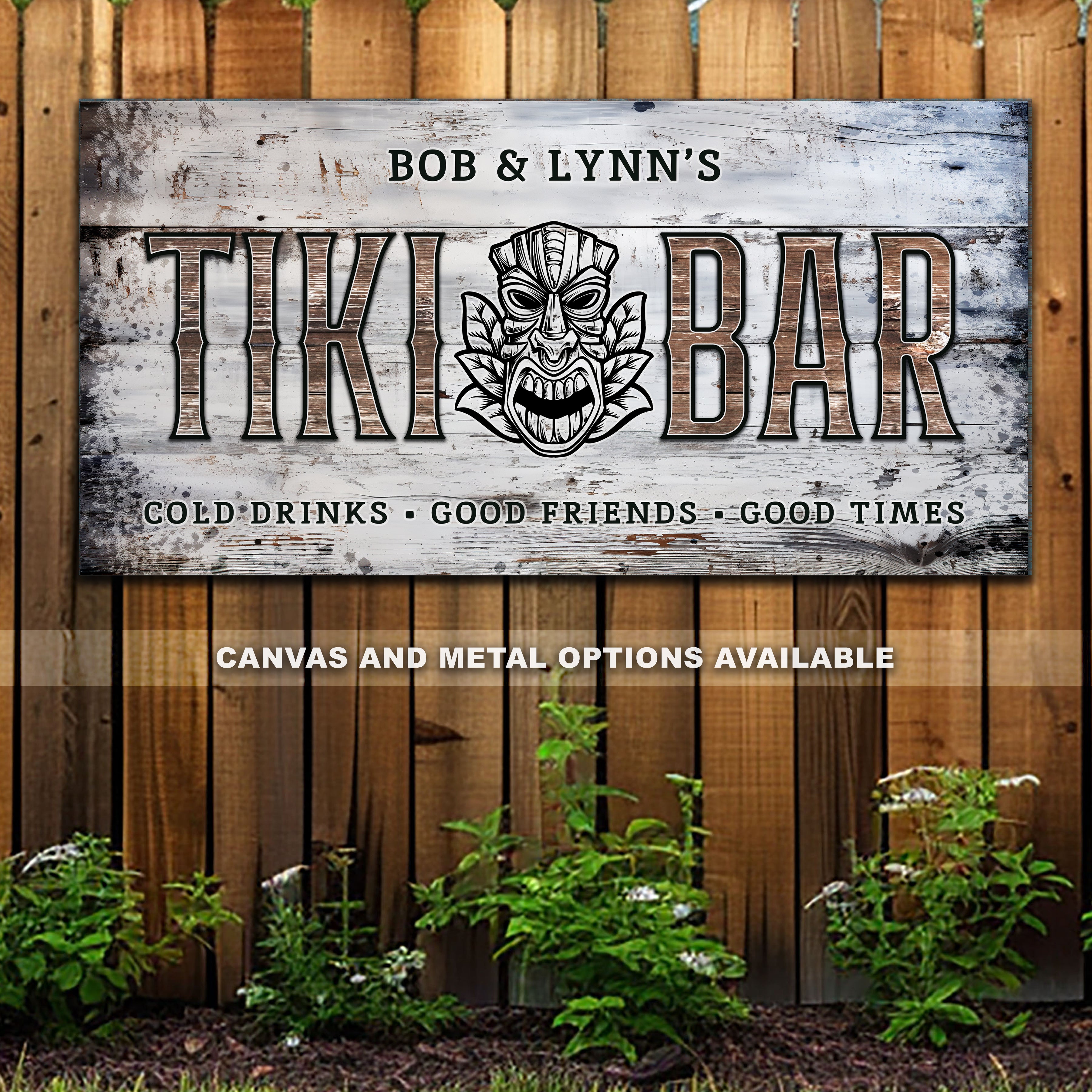 Tiki Bar Metal Sign | Personalized Wall Art for Home Bars - Tiki Shores