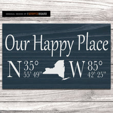 Load image into Gallery viewer, Our Happy Place Sign with GPS Coordinates and State
