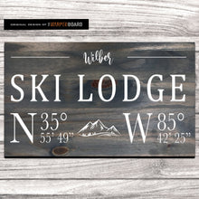 Load image into Gallery viewer, Ski Lodge Family Name with Lodge Coordinates
