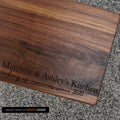 Personalized walnut cutting board with Cooking Up Memories engraving