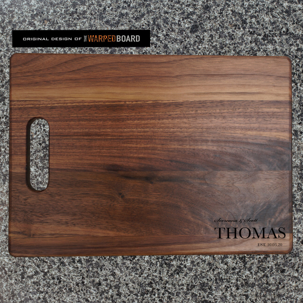 Couple's Family Name and Established Date Walnut Cutting Board