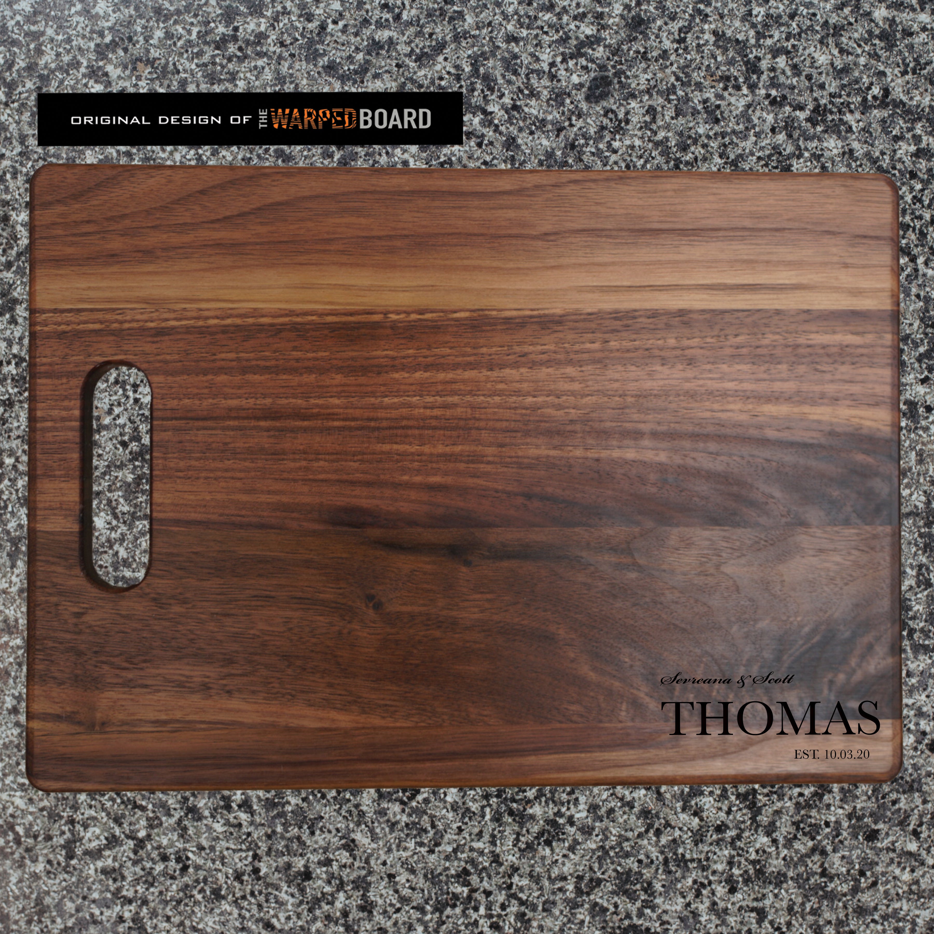 Couple's Family Name and Established Date Walnut Cutting Board