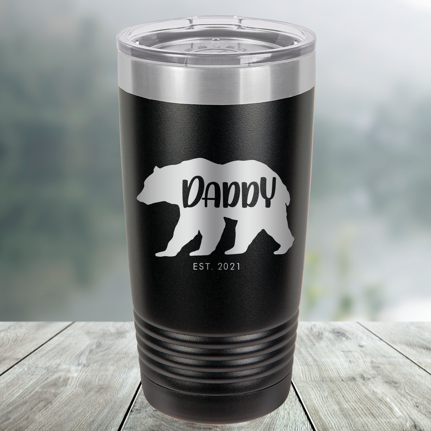 Daddy Bear with Est. Date Custom Engraved Tumbler, Water Bottle
