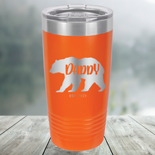 Load image into Gallery viewer, Daddy Bear with Est. Date Custom Engraved Tumbler, Water Bottle, Stemless Wine Glass, Pilsner, Pint Mug
