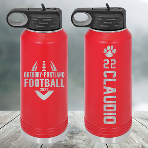 Football Custom Engraved Tumbler, Water Bottle & Stemless Wine Glass