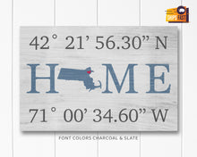 Load image into Gallery viewer, Custom Housewarming Gift | HOME Sign with GPS Coordinates
