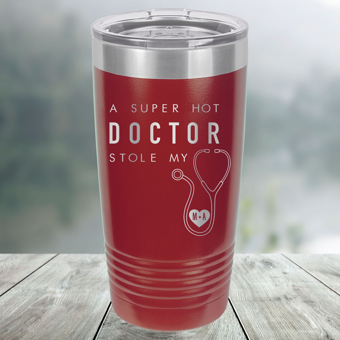 Hot Doctor Stole My Heart Custom Engraved Tumbler, Water Bottle, Stemless Wine Glass, Pilsner, Pint Mug