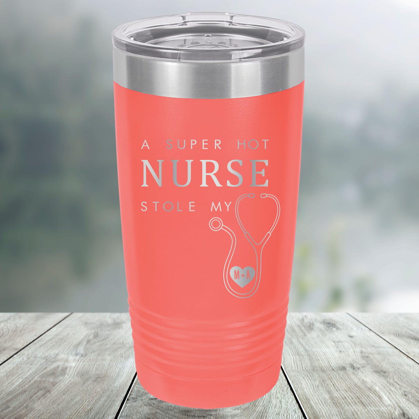 Hot Nurse Stole My Heart Custom Engraved Tumbler, Water Bottle